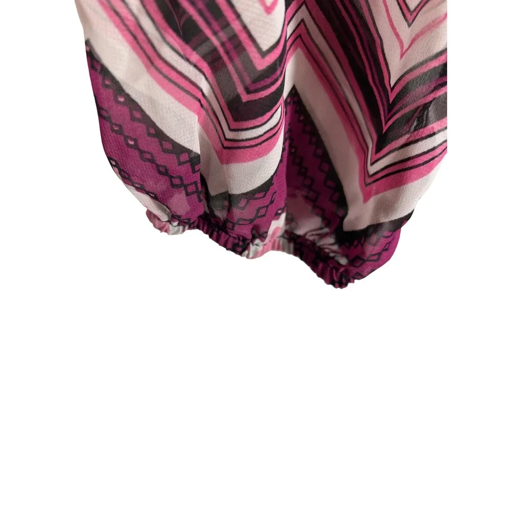 Three Pink Hearts Chevron Mini Dress Berry Pink Purple 3/4 Sleeve Small